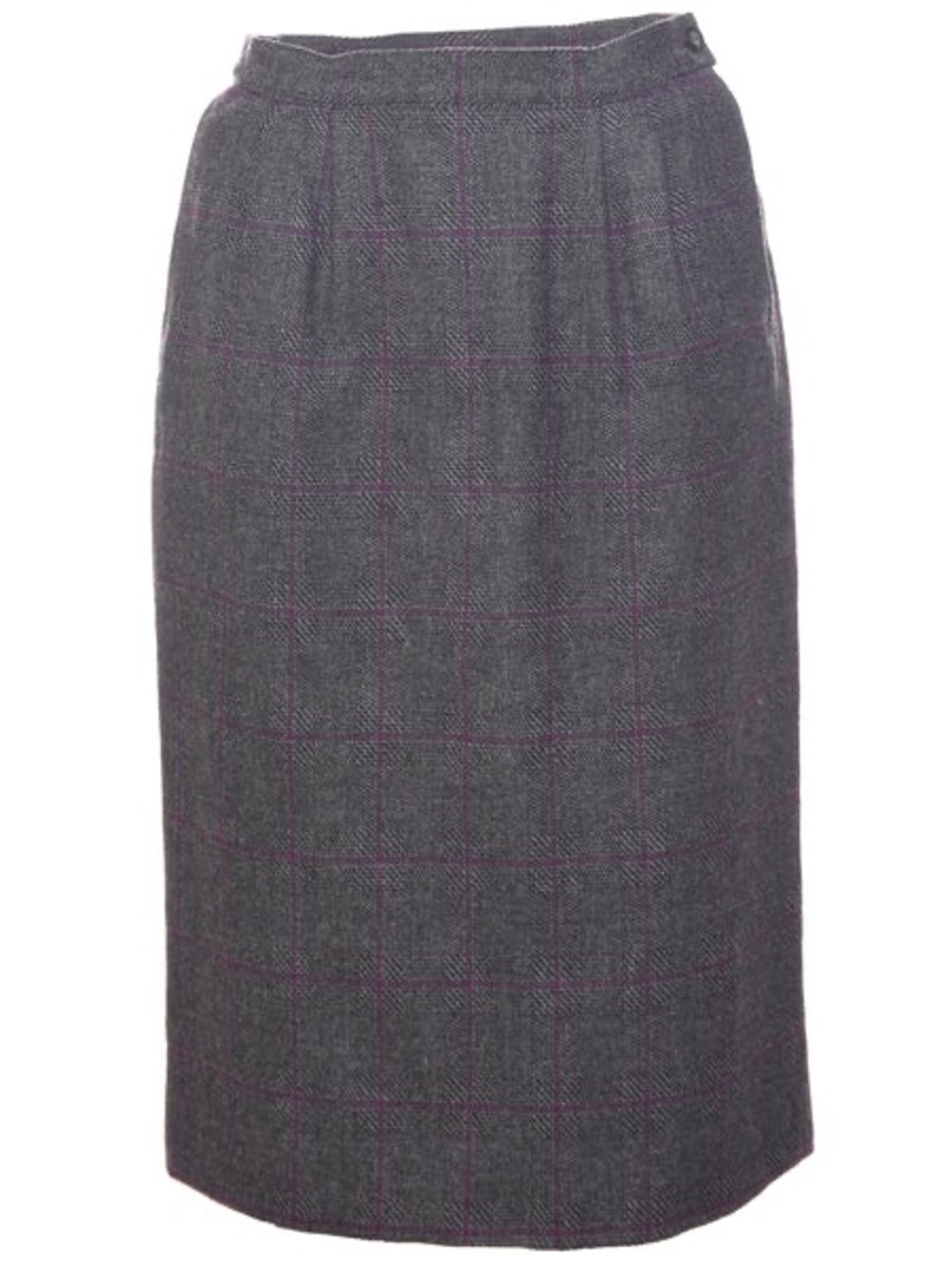 Pendleton Gray Pencil Skirt with Purple Windowpane